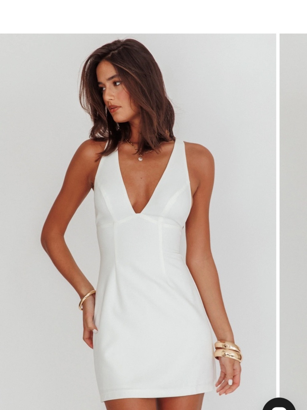 Selfie Leslie White V-Neck Mini Dress